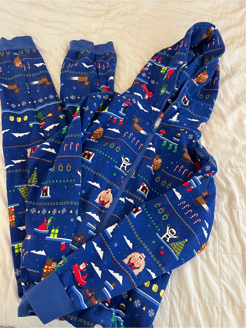 MensBlue Holiday Zip-Up Pajama Hoodie